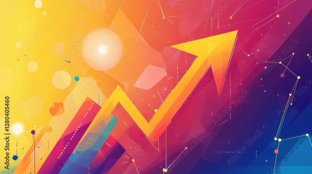 Aufkleber abstract colorful background featuring an upward arrow symbolizing growth and progress