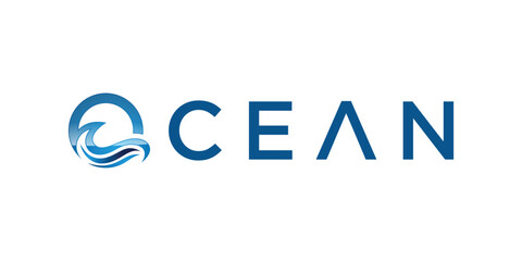 Ocean and letter O logo. Wave logo vector. 