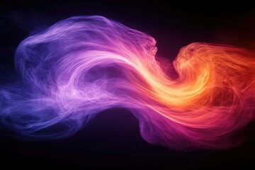 Obraz premium Abstract swirling nebula, vibrant purple and orange hues blend in cosmic dance, creating a mesmerizing visual spectacle.