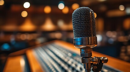 Studio Microphone Recording Session in Control Room