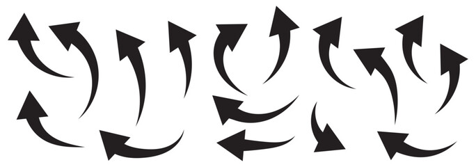 Black arrow icon isolated on white background. Horizontal dual long straight , right and left side arrow signs. Arrow indicated the direction symbol. Curved and straight arrow icon vector