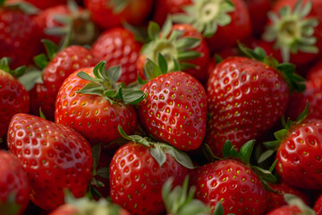 Photo - Fresh Red Strawberries Close-Up with Green Leaves