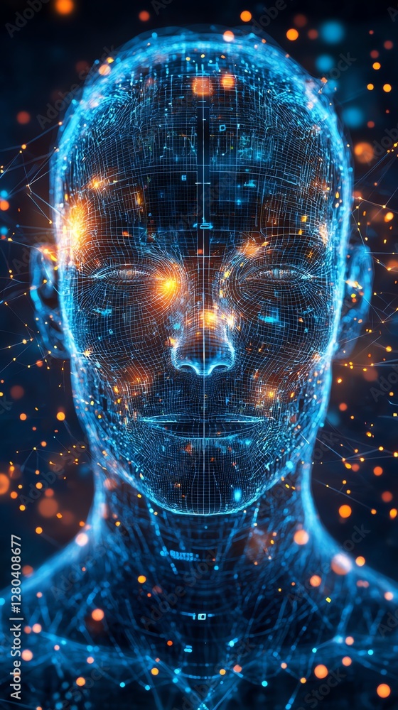 Poster digital human face network data visualization