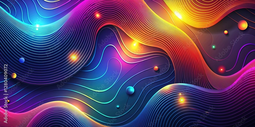 Poster abstract animated topographic contour lines, dynamic outline art, gradient background