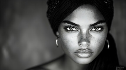 Woman, turban, portrait, studio, light