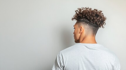 Obraz premium Man with Curly Hair and Undercut Hairstyle