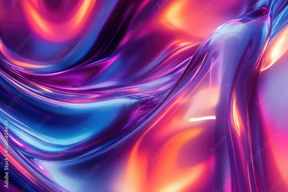 Poster abstract image of vibrant, flowing, iridescent colors creating a dynamic, glossy, and smooth texture
