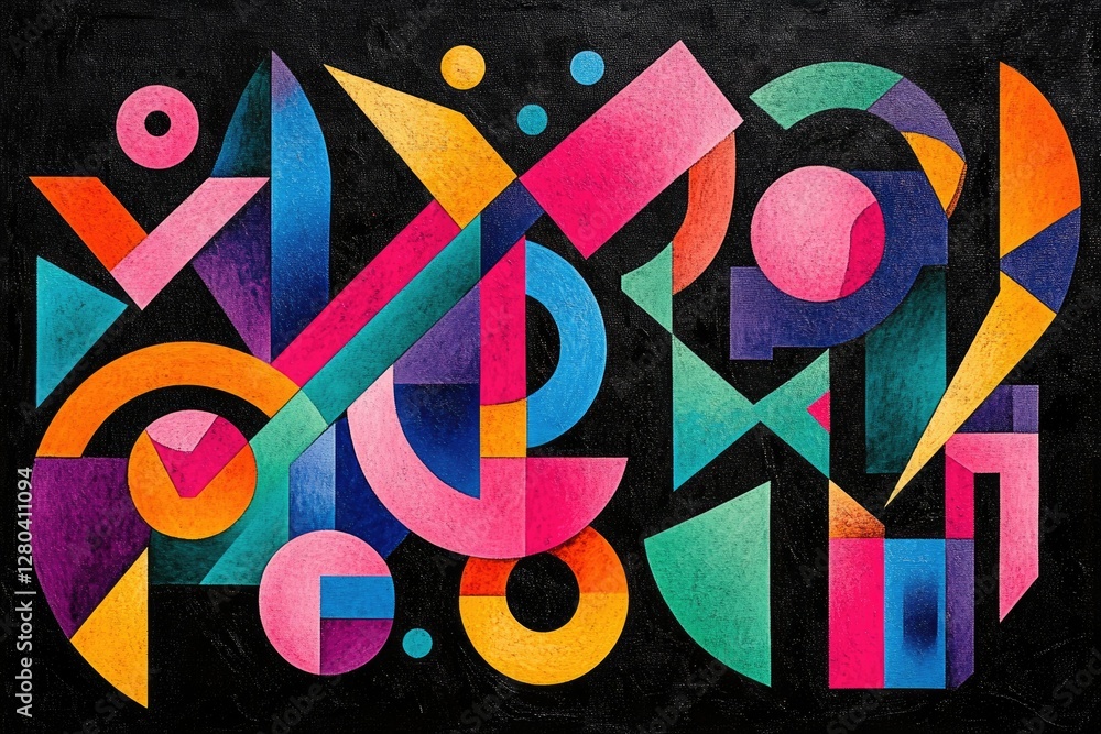 Aufkleber vibrant abstract artwork featuring geometric shapes in a multicolored composition on a transparent b