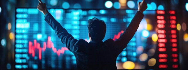 Business Success Investor Celebrating Stock Market Profits