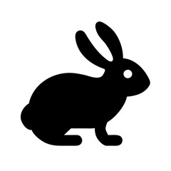 Cute rabbit silhouette in playful pose on clear background