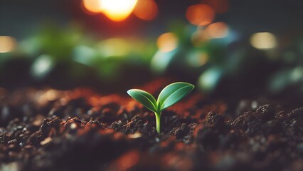 A green seedling sprouting represents an eco-friendly business startup, highlighting financial growth and a sustainable future-1