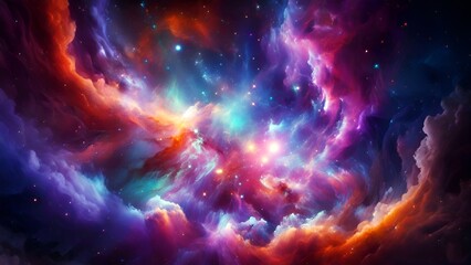 panoramic view of space colorful nebula scene