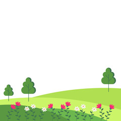 Spring Landscape with Flowers