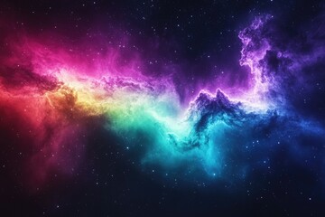 Fototapeta premium A vibrant nebula swirls in space, showcasing a breathtaking display of cosmic colors and stellar dust.