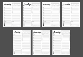Simple black Daily planner template