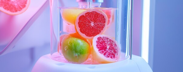 A cutting-edge biohacking lab researching the effects of fruit-based IV therapy for longevity and vitality.