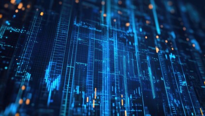 Abstract digital city skyline data visualization