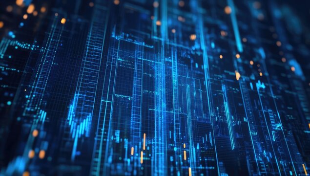 Abstract digital city skyline data visualization - Powered by Adobe