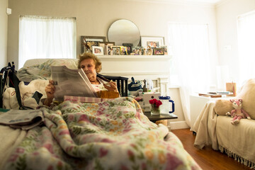 A bedridden patient is home