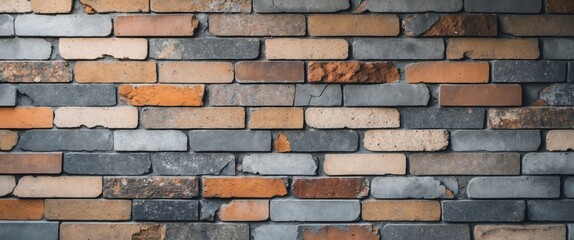 Fototapeta premium Wall made of bricks with varied color and texture.