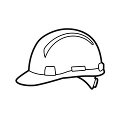 Hard Hat: A minimalistic line art image of a safety hard hat, emphasizing its essential role in construction and industrial safety. 