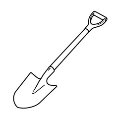 Drawn Shovel for Work: A clean-cut illustration of a classic shovel, ideal for construction, gardening, or any digging task. This image is perfect for those seeking a simple, graphic design.