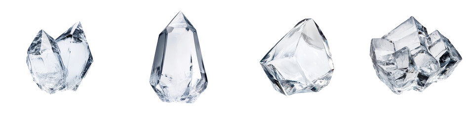 Obraz premium Closeup of various natural quartz crystal formations with diverse shapes sizes and levels of transparency