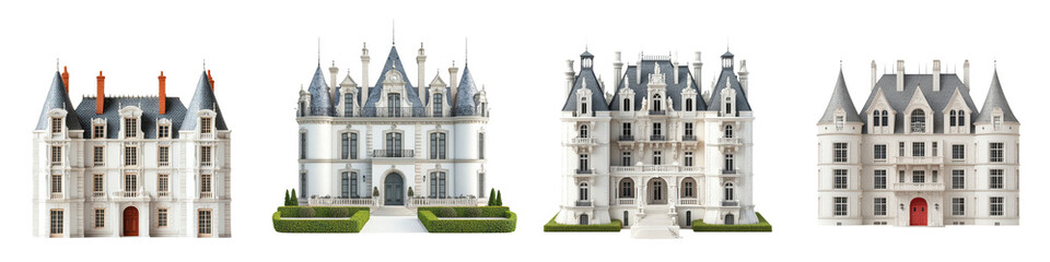 Fototapeta premium Stunning collection of ornate and magnificent medieval chateaus manors and palaces set in the picturesque French countryside landscape