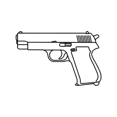 Fototapeta premium Pistol Outline: A sleek and detailed line drawing of a modern handgun, showcasing its form.