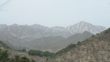 The ruined Great Wall view located on the mountain in China