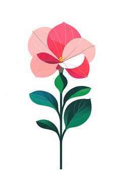 pink flower stem isolated white background clip art preview