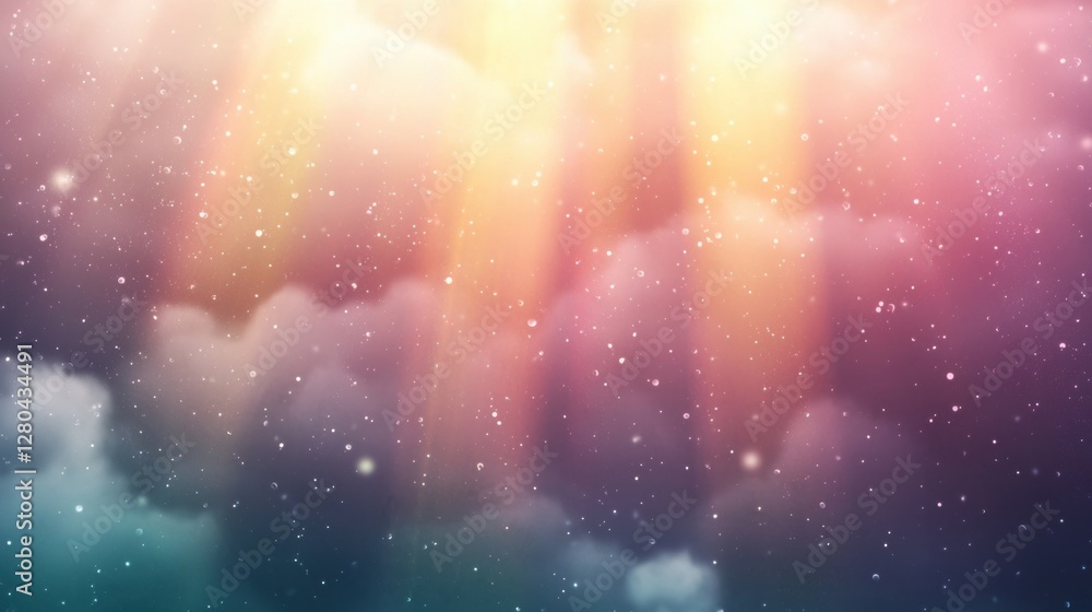 Aufkleber ethereal crystal light leak effect with colorful clouds and soft bokeh elements