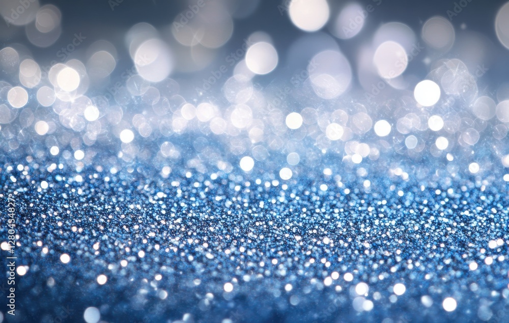 Poster shimmering blue glitter background with sparkling bokeh effect for creative projects and visual art 