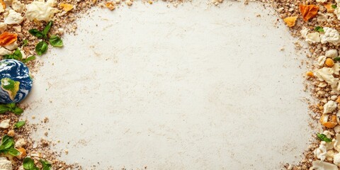 climate change awareness, a stop food waste day poster with a melting earth made of food waste on the left, highlighting its impact on climate change, and space for text on the right