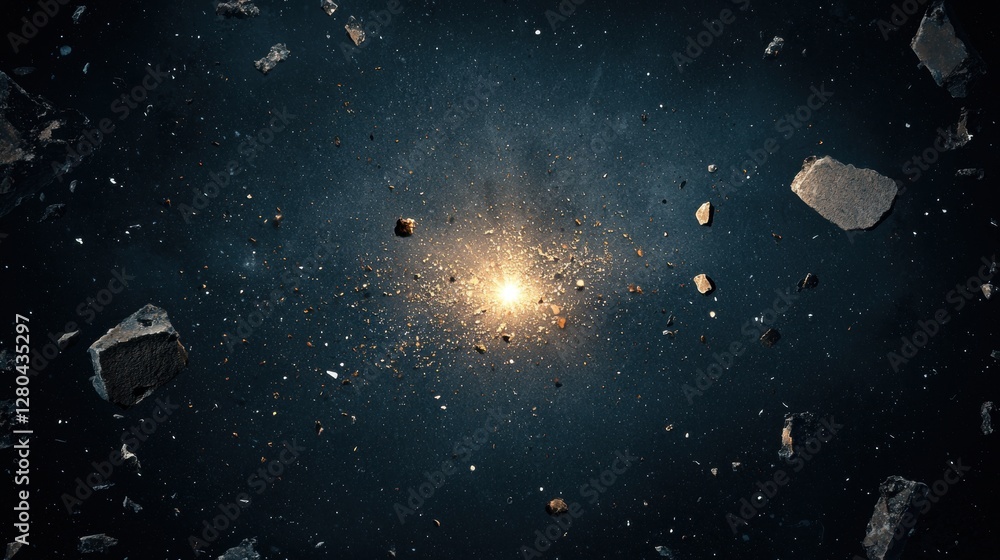 Poster abstract space background with dirty grunge texture and light effect for retro aesthetic design