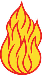 Simple fire flame clipart minimalistic vector illustration. Fire icon for web and graphics design. Flat color fire flame art and texture.