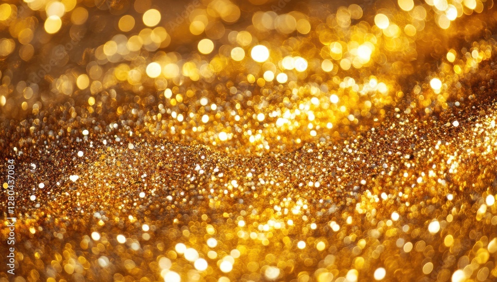 Poster shimmering gold glitter background with blurred bokeh effect ideal for design and decorative project