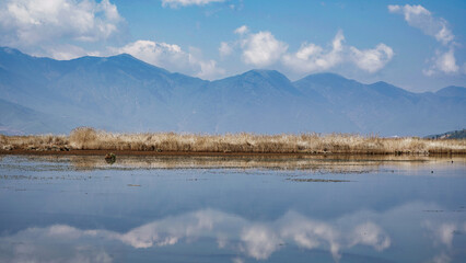lake and mountains