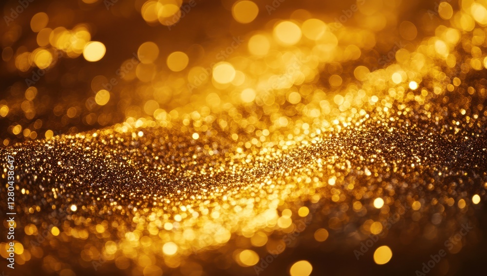 Poster shimmering golden sparkles in soft focus creating an enchanting abstract background for creative pro