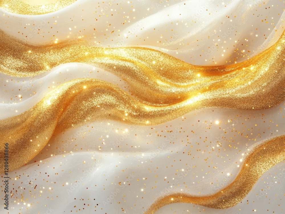 Aufkleber shimmering golden waves on soft white fabric creating a luxurious and elegant background perfect for