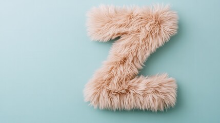 Fototapeta premium Fluffy Faux Fur Letter Z on Pastel Blue Background