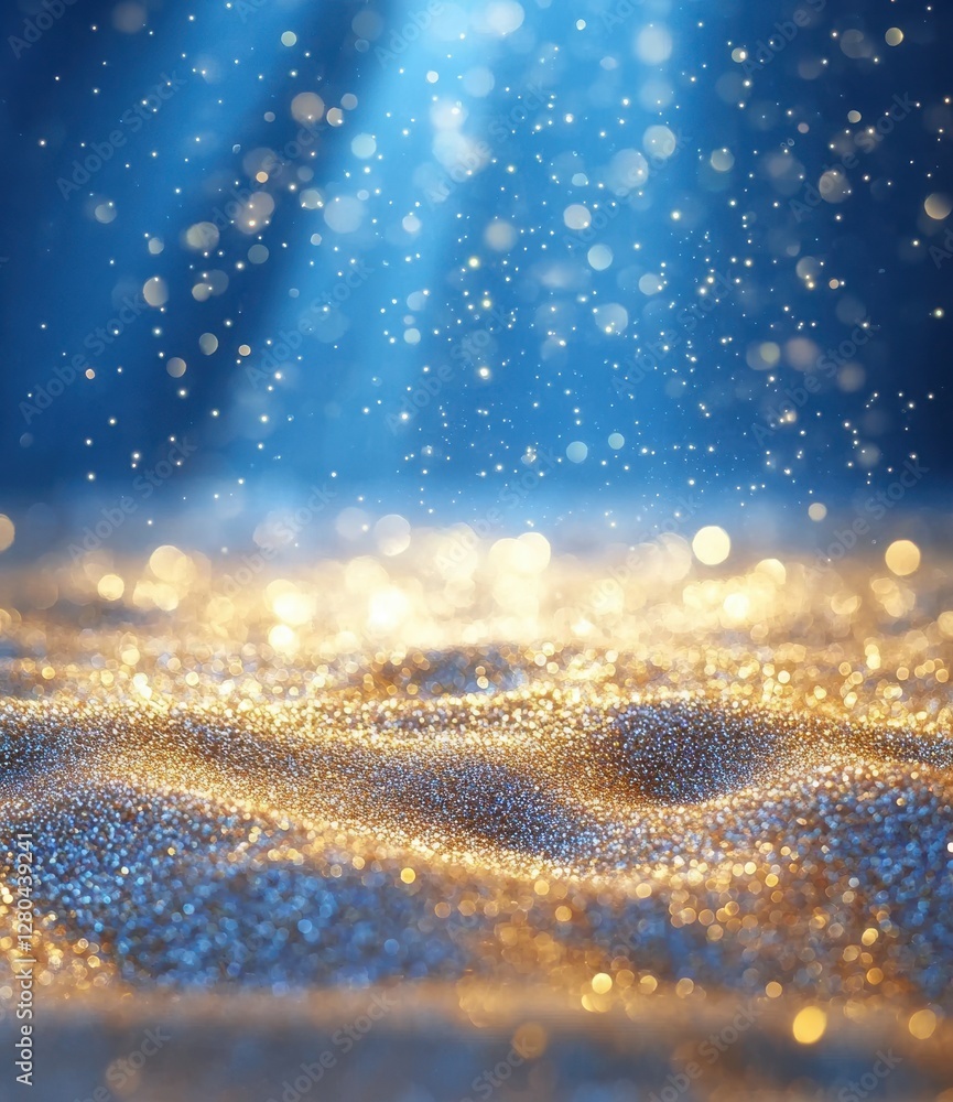 Poster shimmering particles and golden dust in soft focus with gentle rays of light in a cozy atmosphere cr