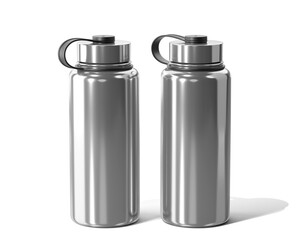 Blank Aluminum Stainless Steel wide mouth sport water bottle Isolated On Transparent Background, Prepared For Mockup, Png.	