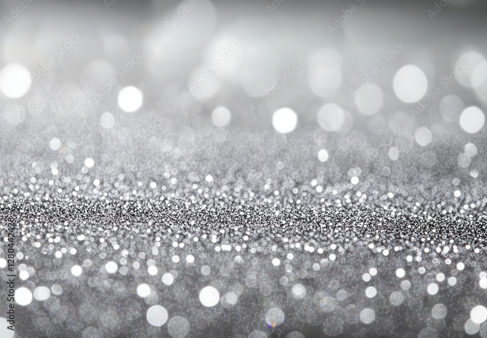 Poster shimmering silver glitter background with soft bokeh effect in out-of-focus depth for elegant design