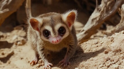 Fototapeta premium Closeup of a Small Desert Opossum on Sand