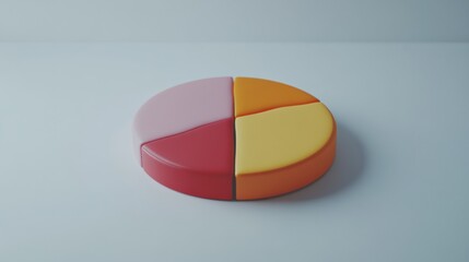 Obraz premium Colorful segmented cake model on a minimalist background, showcasing vibrant hues and shapes