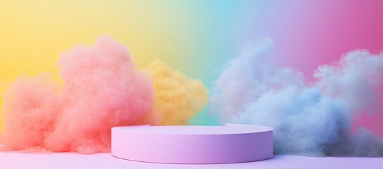 Pastel Podium Display with Candy Cloud Backdrop
