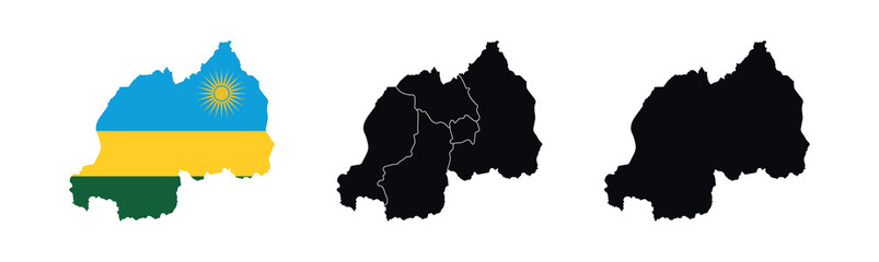 Fototapeta premium Rwanda Map vector icon. Map of Rwanda various styles.