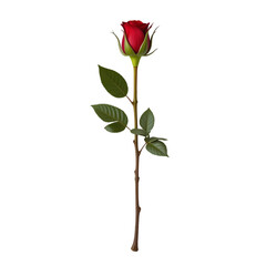 Single Red Rose: Elegant & Romantic Image isolated on transparent background