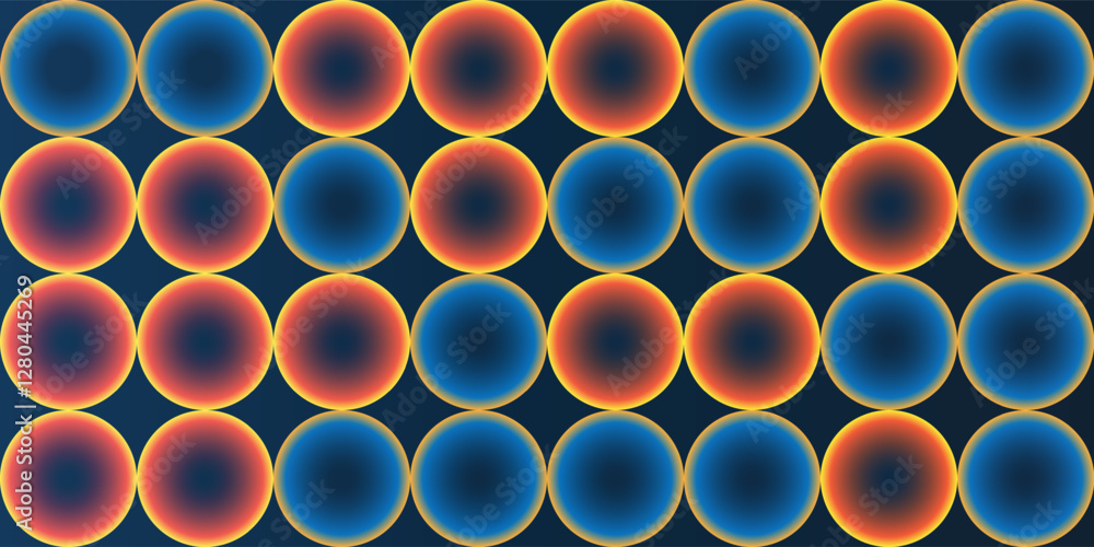 Poster abstract partially faded spotted pattern, large circular gradient shapes with randomly changing colo
